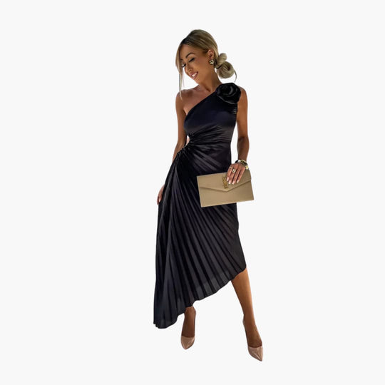 Romantic 3D Floral Midi Dress - Women's Summer Occasionwear