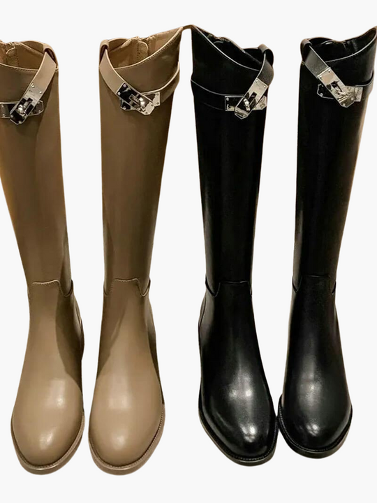 Elegant Leather Knee High Boots - Women's Classic Riding Style