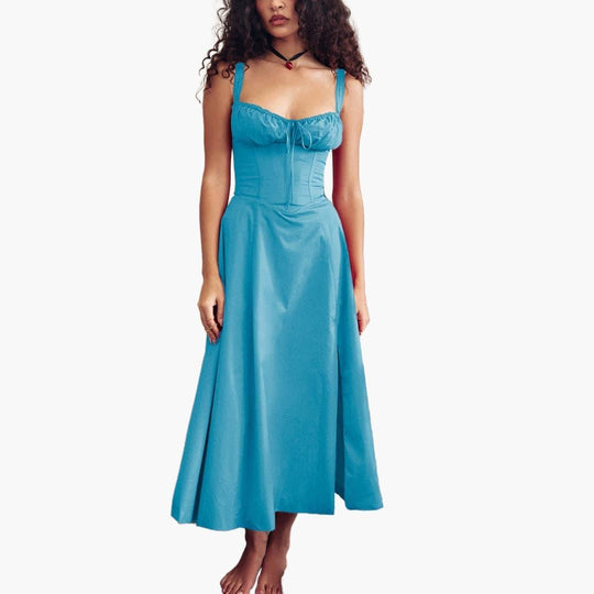 Lace-Up Corset Mini Dress - Square Neck Bodycon for Women