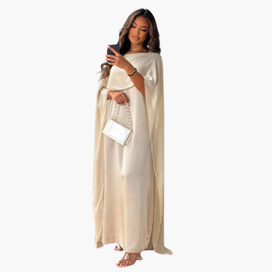 Women’s formal floor-length dress with cape sleeves all-season