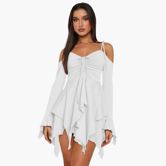 Off-Shoulder Layered Mini Dress - for Women Summer Chic