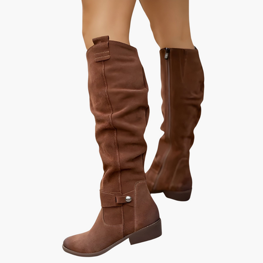 Knee-High Boots - Women's Heeled Wide Calf Fit Design