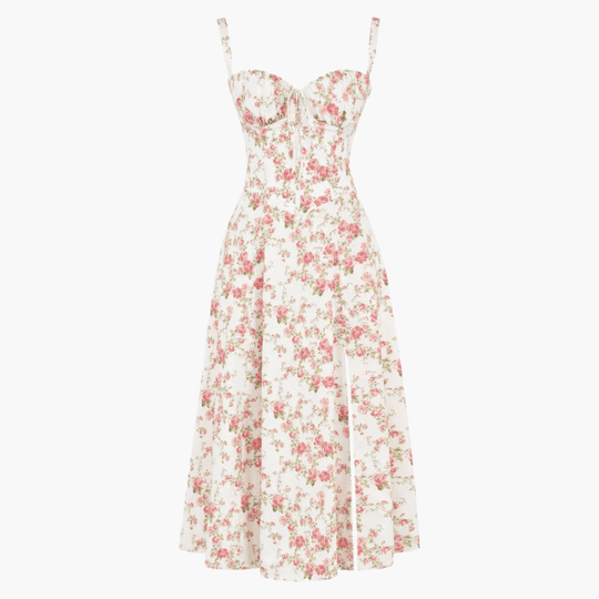 Floral Midi Dress - Elegant Sleeveless Dress for Women