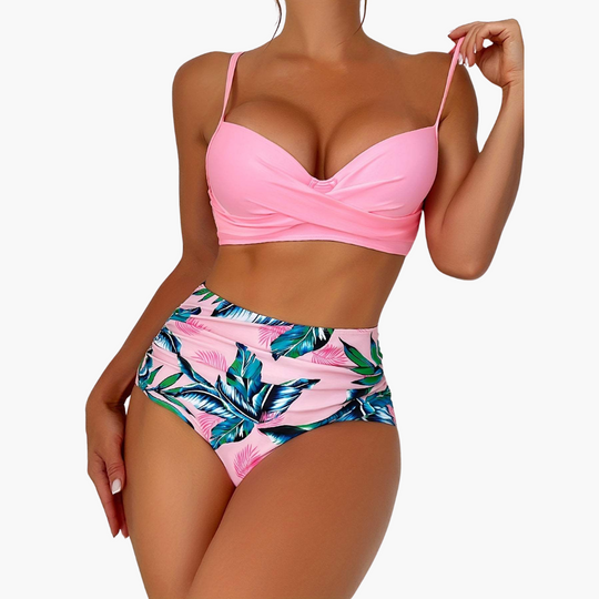 Push Up Bikini - Women’s Floral High Waist Tropical Set