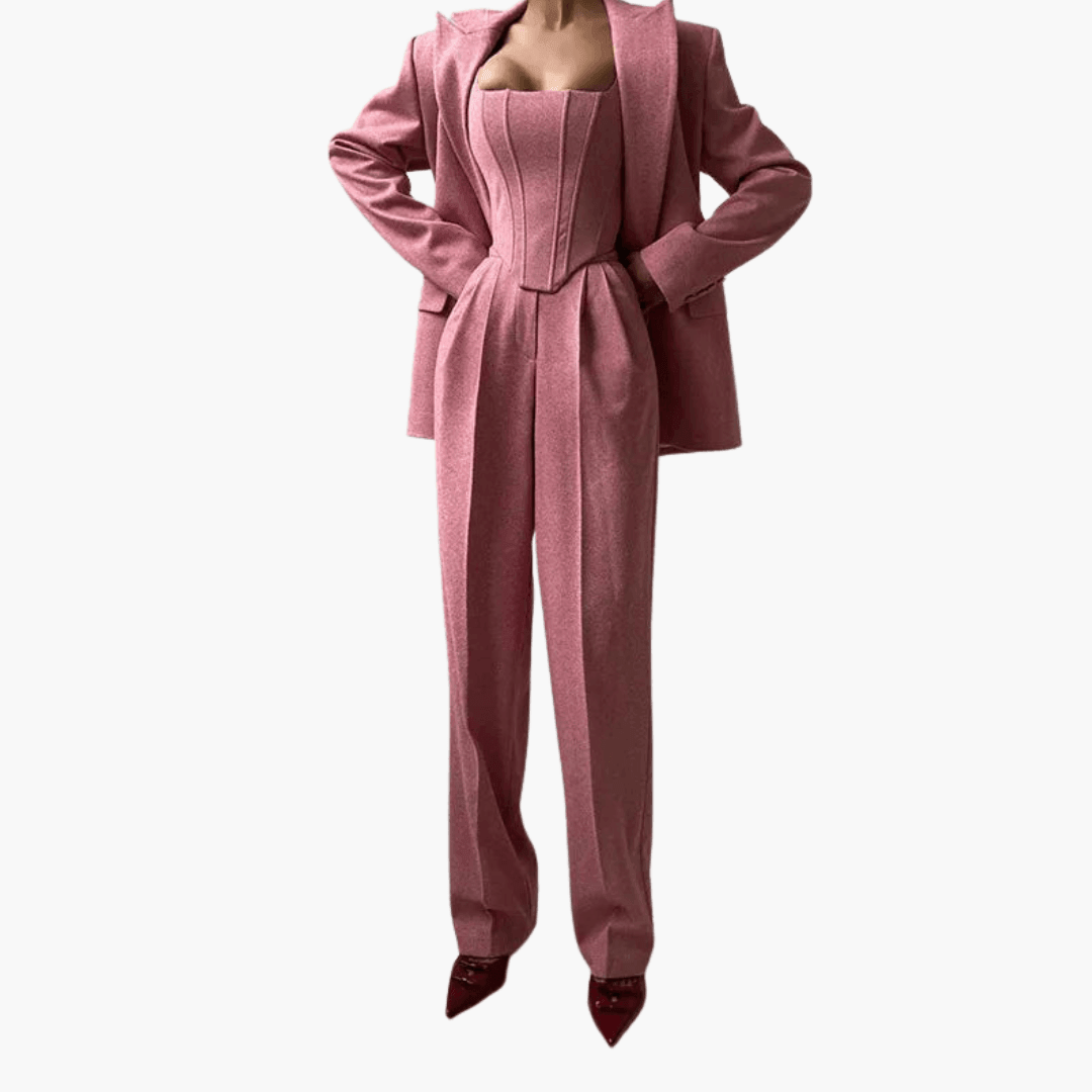 Women's 3 piece suit set with blazer corset and trousers