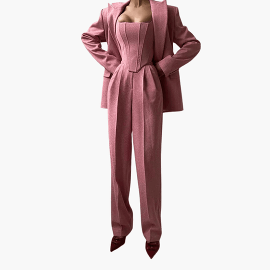 Women's 3 piece suit set with blazer corset and trousers