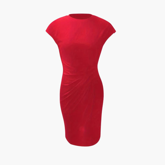 Women's knee-length crew neck dress with short sleeves