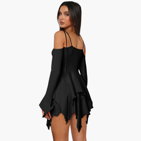 Off-the-Shoulder Layered Mini Dress for Women - Trendy Summer Style