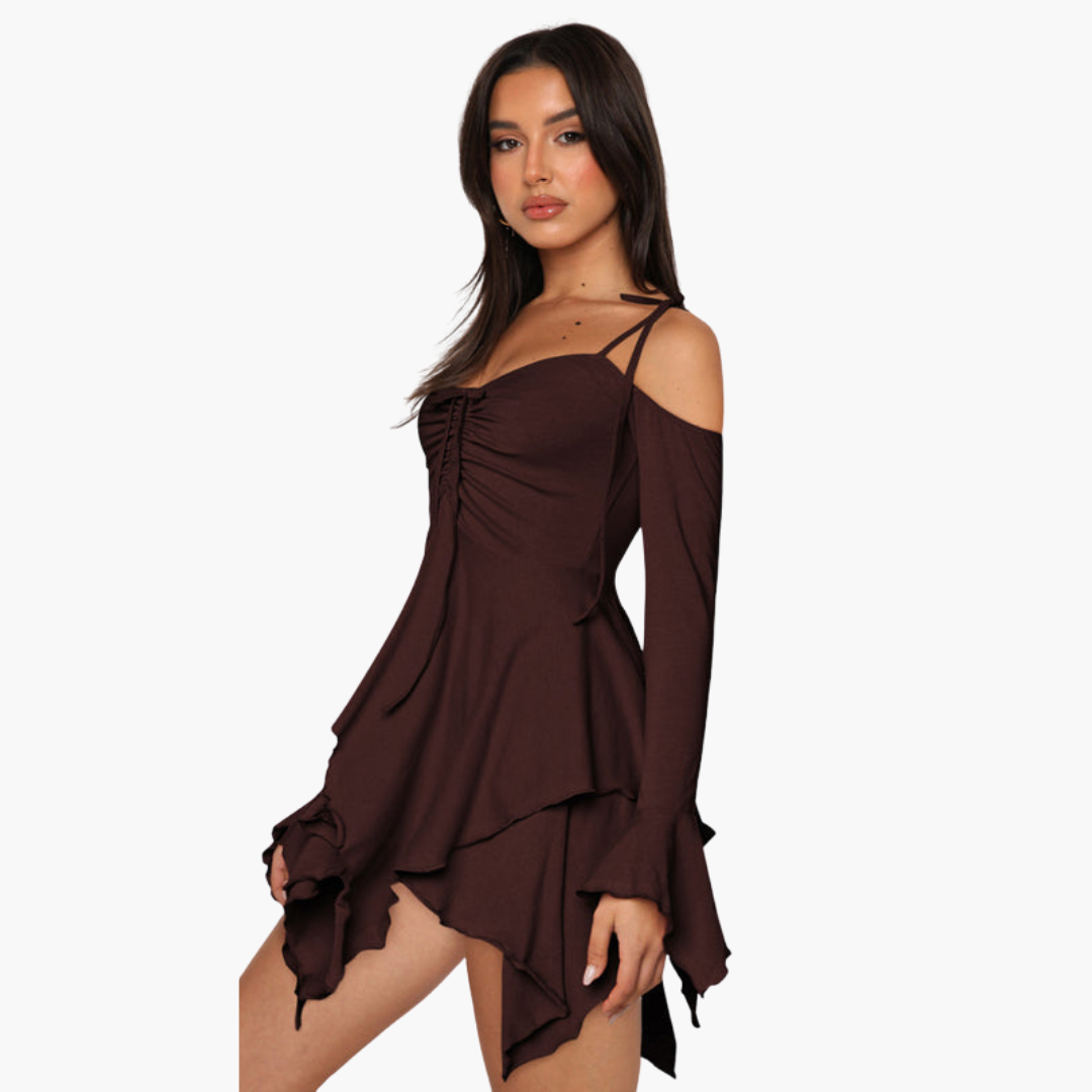 Off-Shoulder Layered Mini Dress - for Women Summer Chic