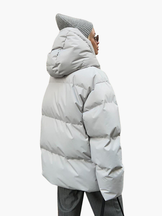 Oversized Puffer Jacket with Hood - Women's Winter Warmth