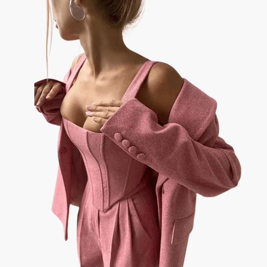 Women's 3 piece suit set with blazer corset and trousers