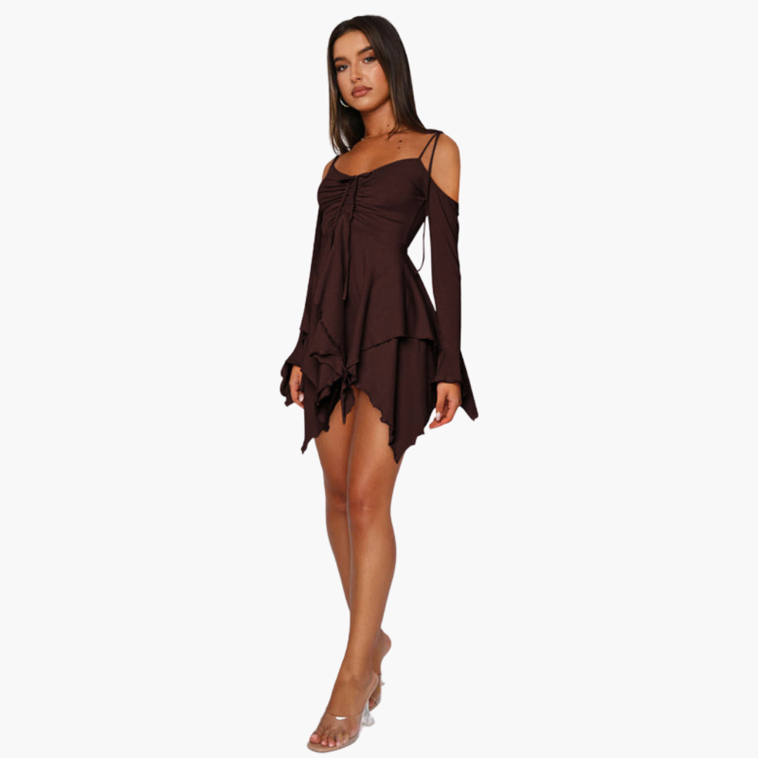 Off-the-Shoulder Layered Mini Dress for Women - Trendy Summer Style