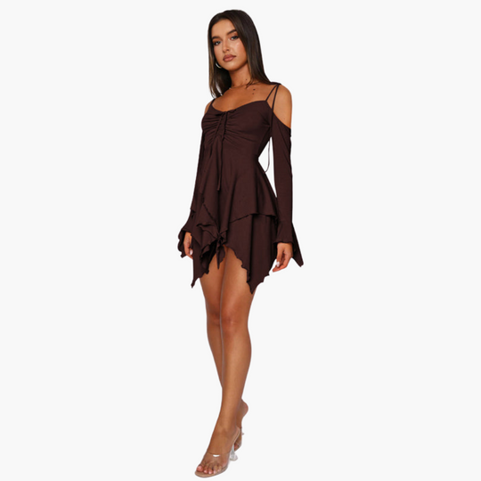 Off-the-Shoulder Layered Mini Dress for Women - Trendy Summer Style