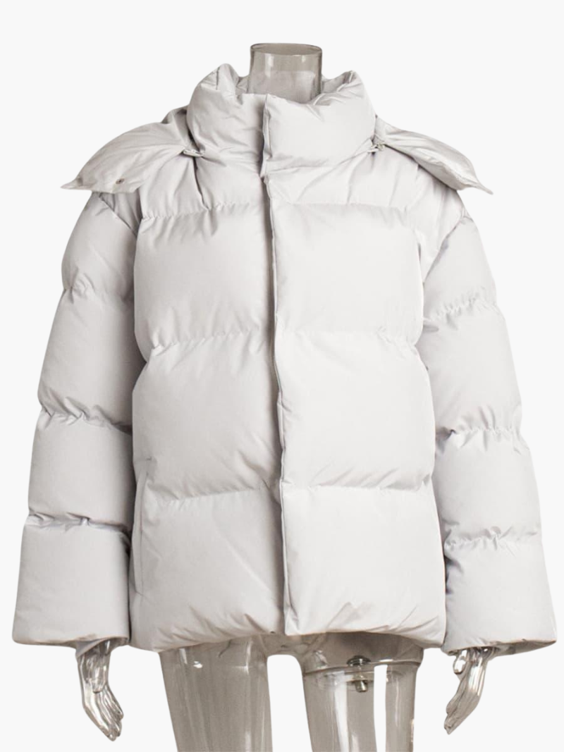 Oversized Puffer Jacket with Hood - Women's Winter Warmth