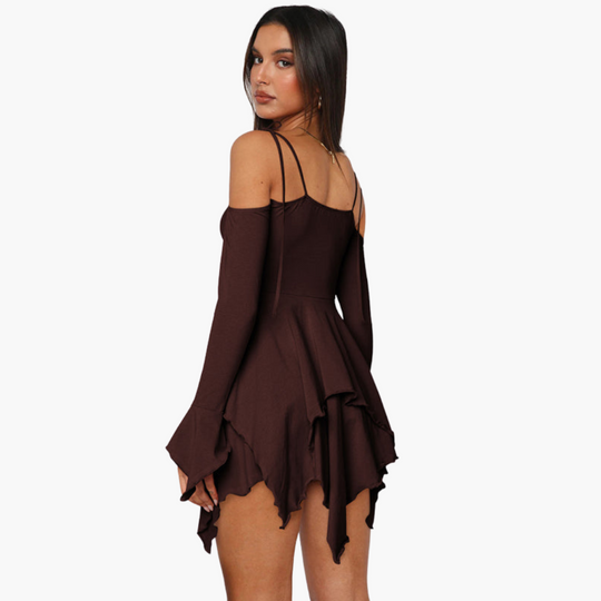 Off-the-Shoulder Layered Mini Dress for Women - Trendy Summer Style