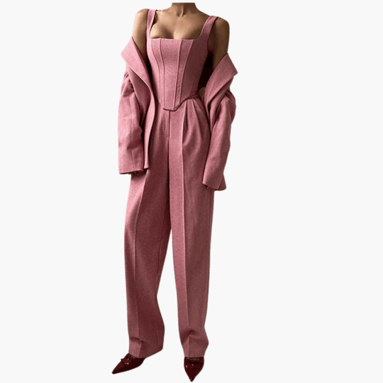 Women's 3 piece suit set with blazer corset and trousers