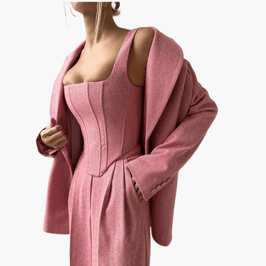 Women's 3 piece suit set with blazer corset and trousers