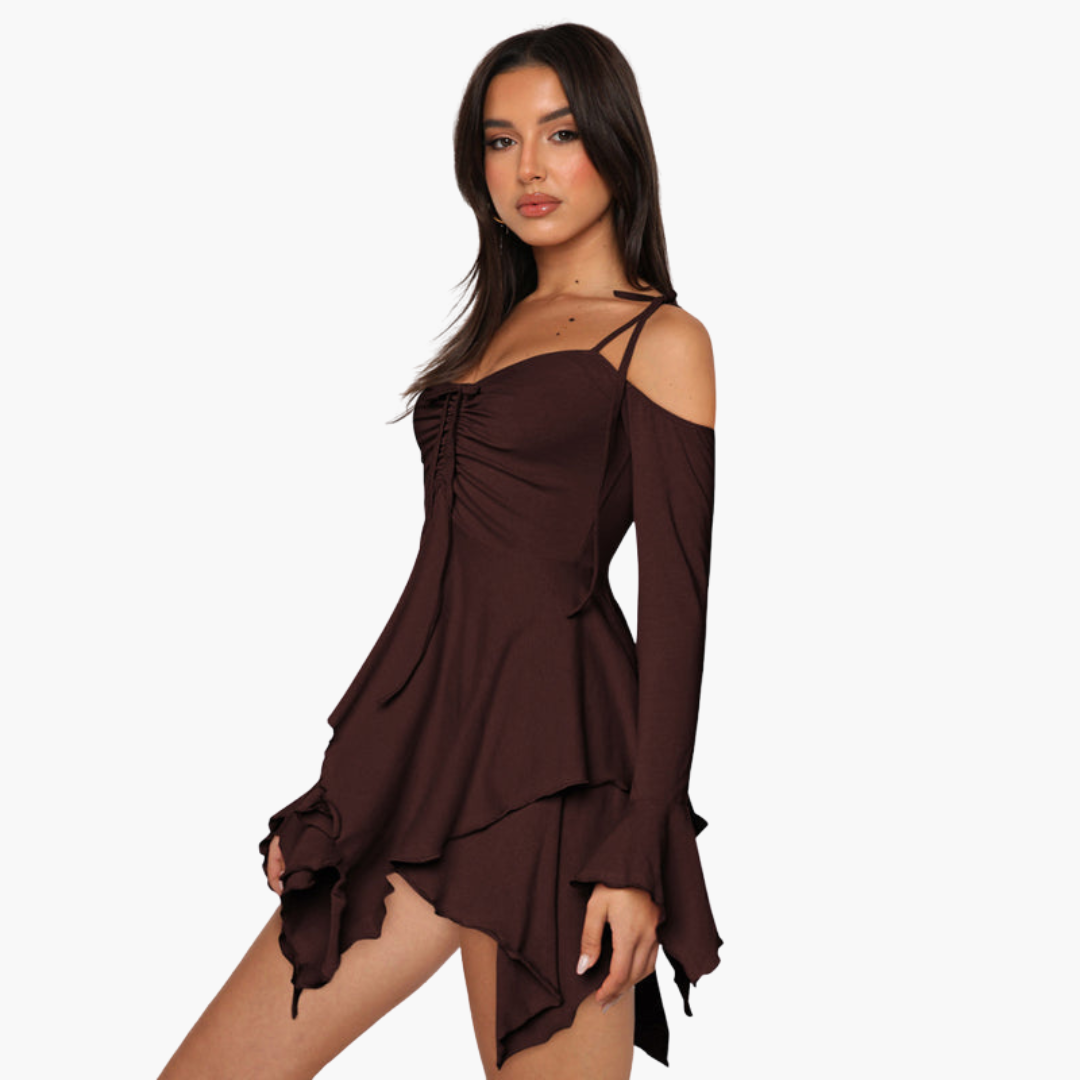 Off-the-Shoulder Layered Mini Dress for Women - Trendy Summer Style