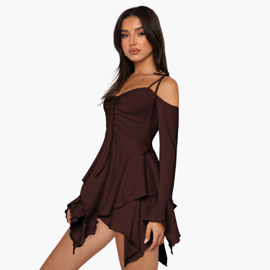 Off-the-Shoulder Layered Mini Dress for Women - Trendy Summer Style