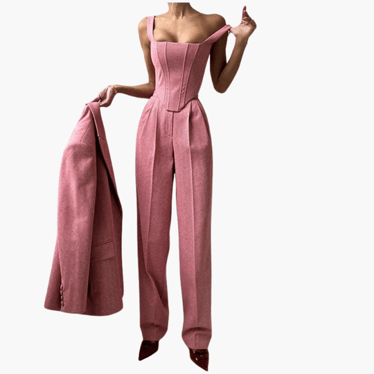 Women's 3 piece suit set with blazer corset and trousers