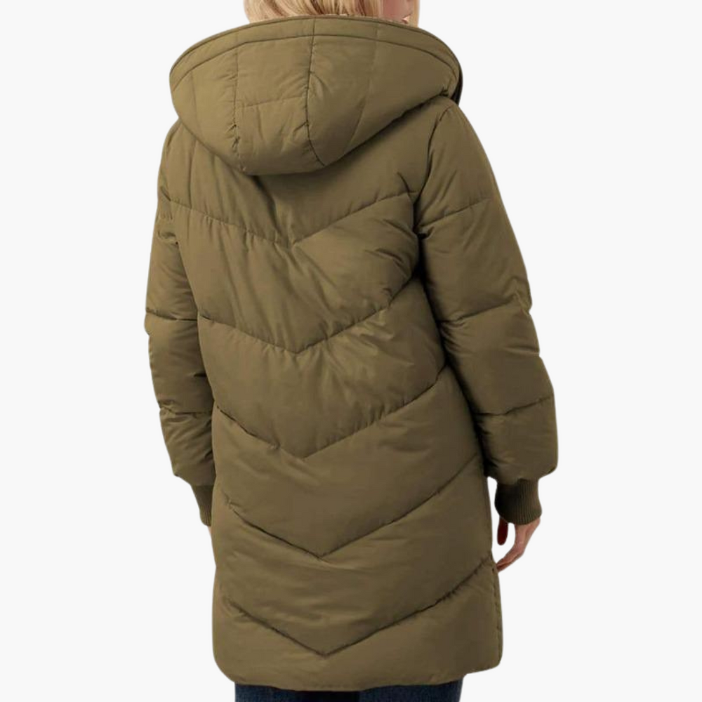 Hooded Puffer Coat - Women's Fleece Lined Winter Jacket