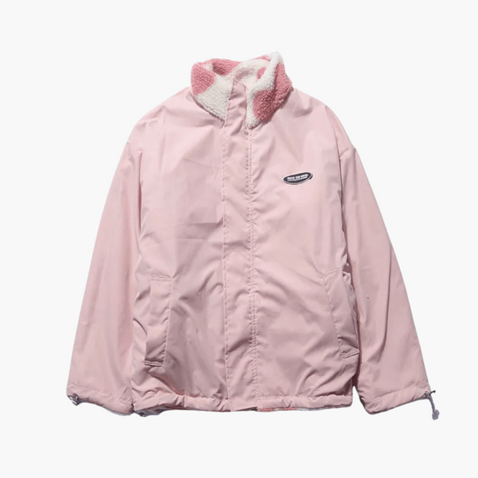 Reversible Heart Print Sherpa Jacket - Women's Winter Fleece