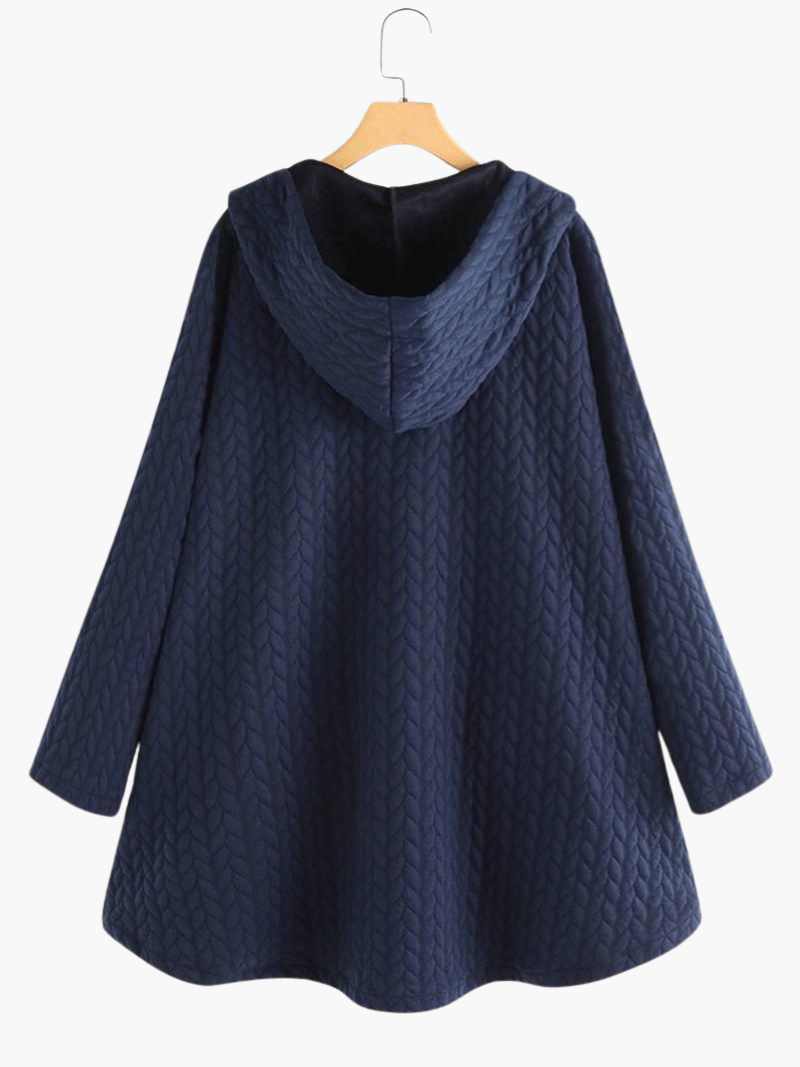 Elegant Hooded Winter Coat for Women - Long & Button-Up