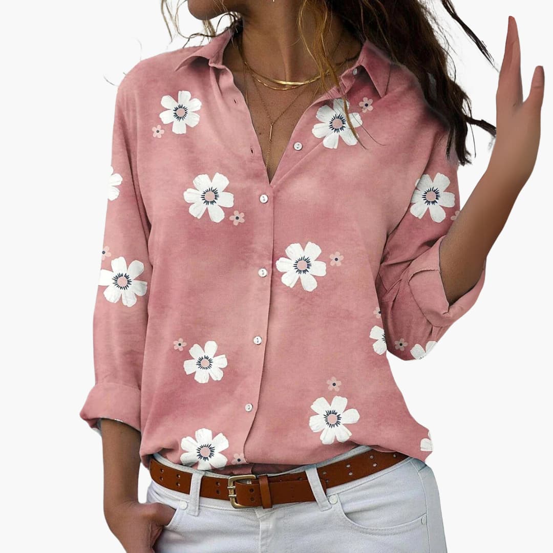 Floral Print Shirt - Women's Elegant Button-Up Blouse
