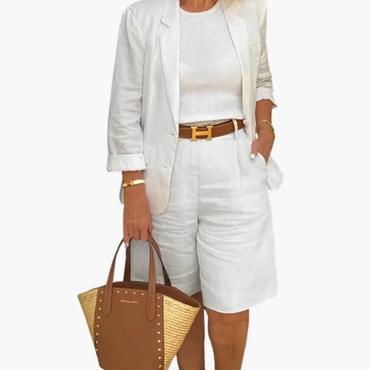 Women’s summer two-piece set with blazer and shorts