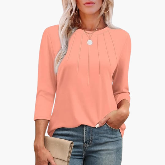 Women’s tunic top with 3/4 sleeves and crew neck