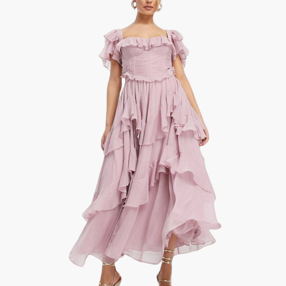 Layered summer dress - elegant design for women with ruffles