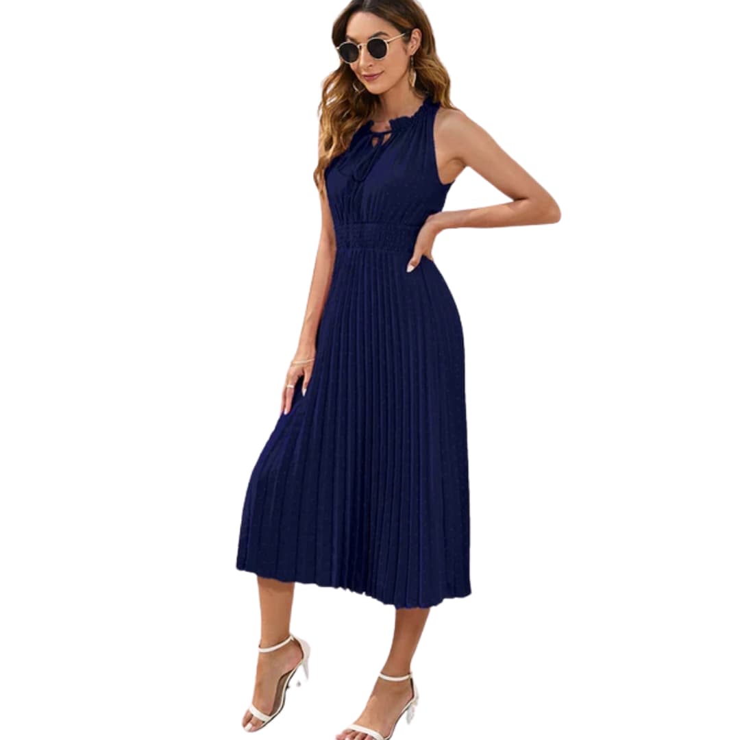 Pleated Halterneck Dress - Chic Special Occasion Fit for Women