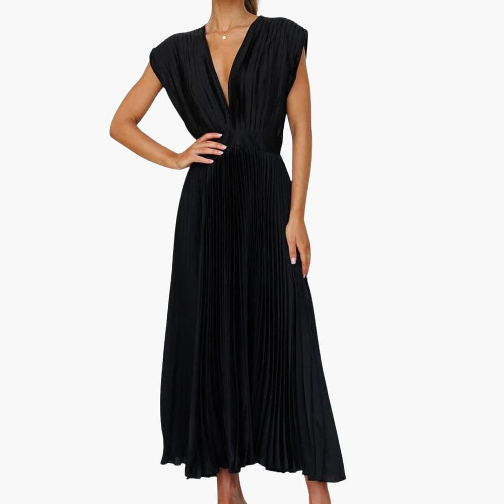 Elegant V-Neck Midi Dress - Perfect for Evening Events