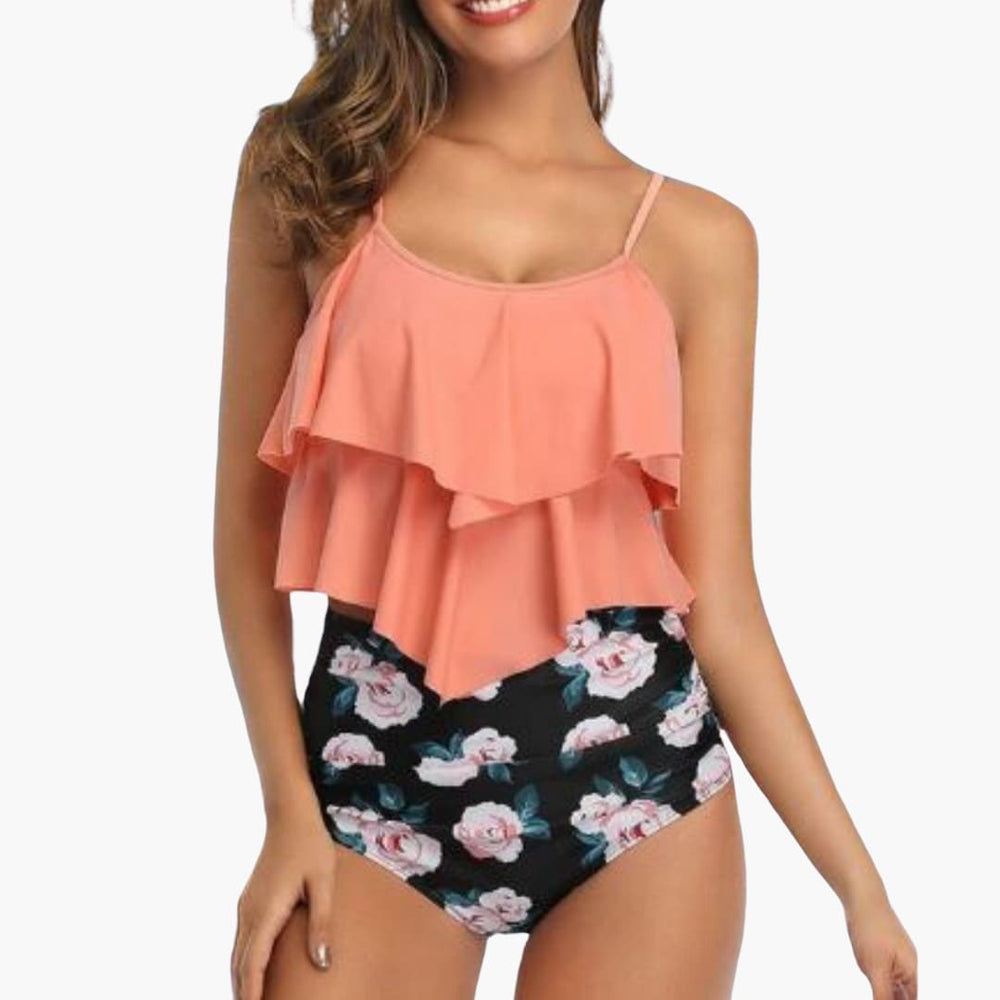 High-waisted tankini set - for women with tummy control