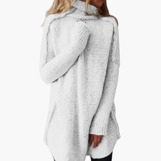 Roll Neck Oversized Jumper for Women - Chunky Knit Style
