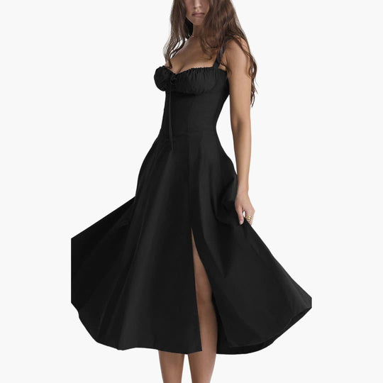 Lace-Up Corset Mini Dress - Square Neck Bodycon for Women