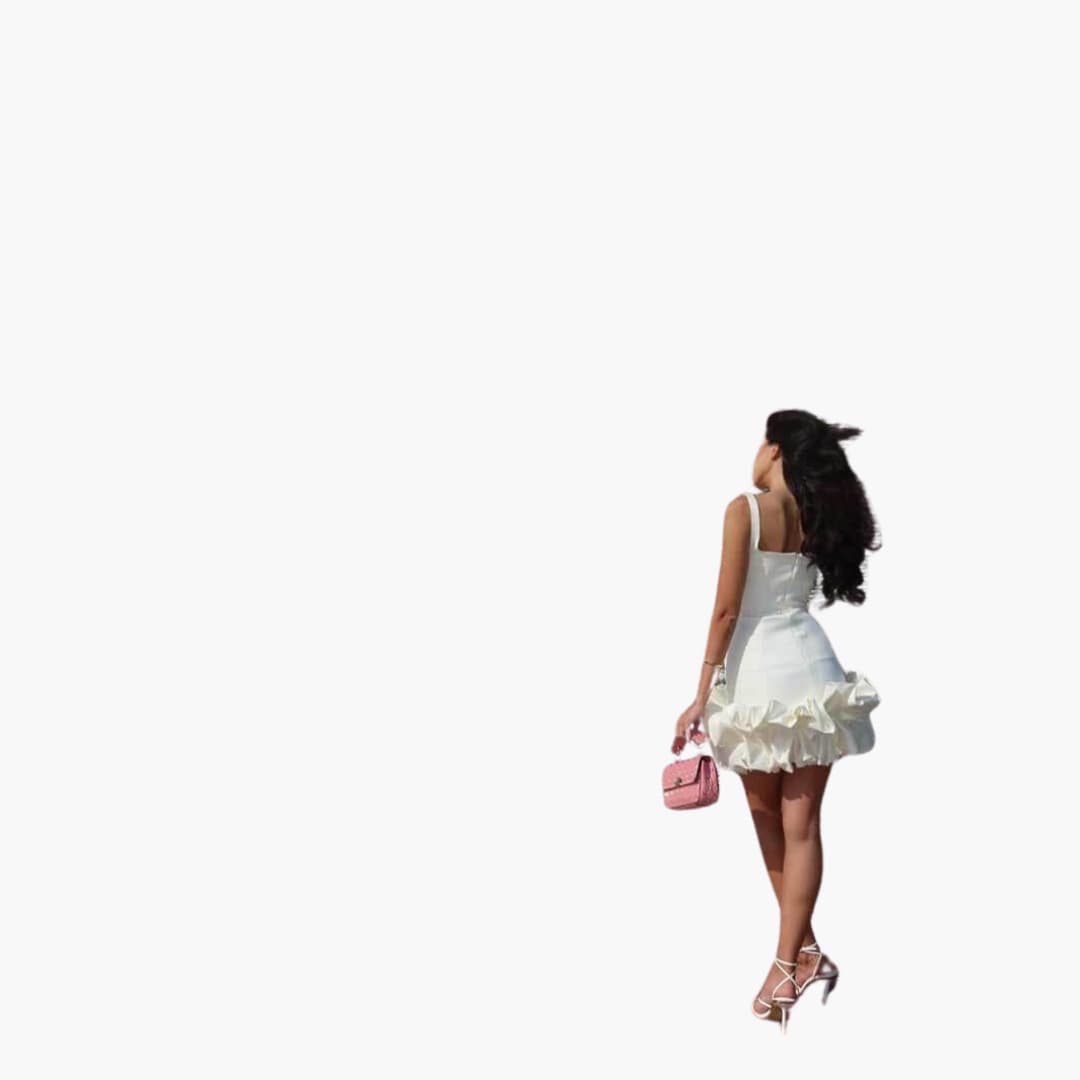 Ruffled White Mini Dress for Women – Elegant & Flattering Fit