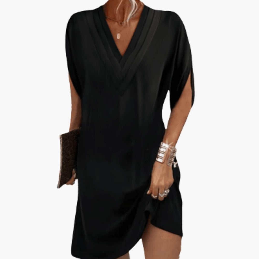 Women’s summer tunic dress with V-neck and short sleeves