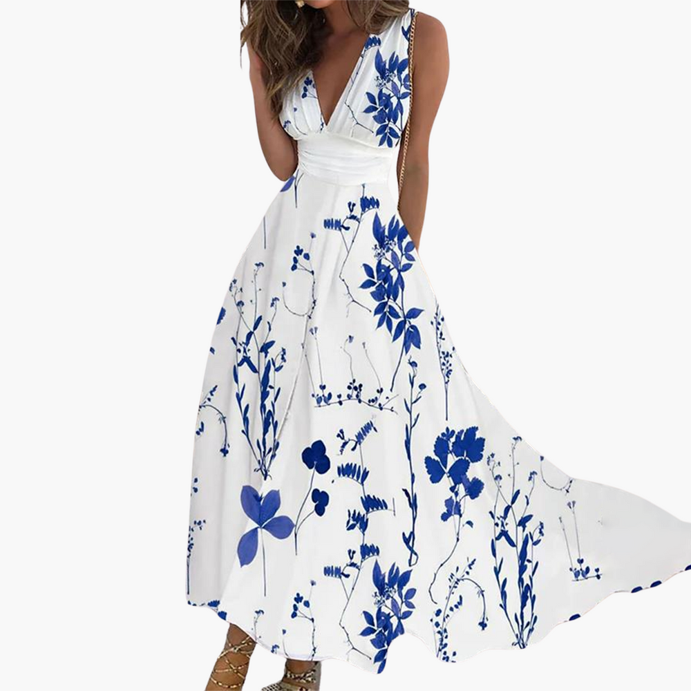 Elegant summer floral maxi dress - for women with flowing style