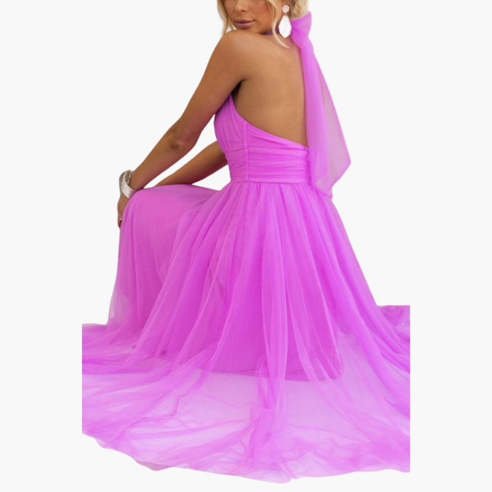 Elegant Tulle Dress for Women - Stunning Halter Neck Style