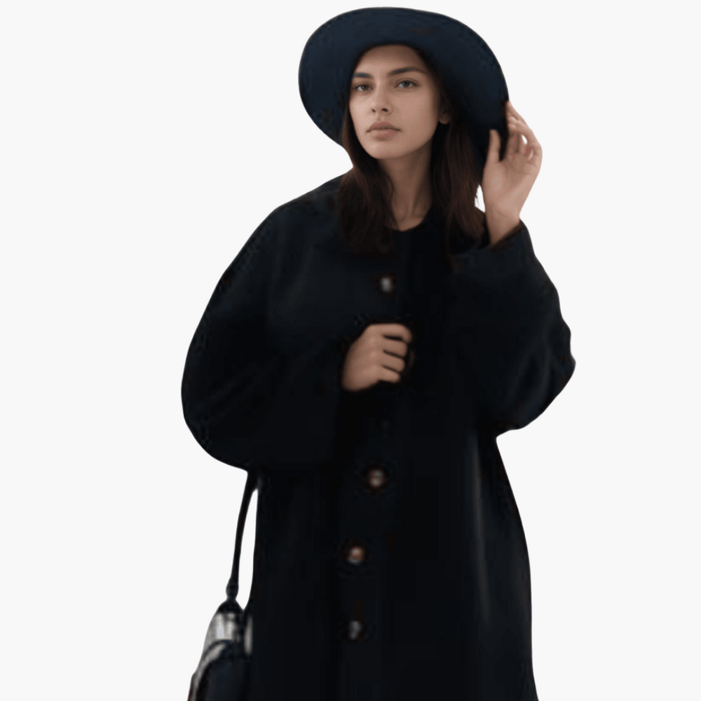 Long Hooded Overcoat - Women's Button Down Winter Jacket