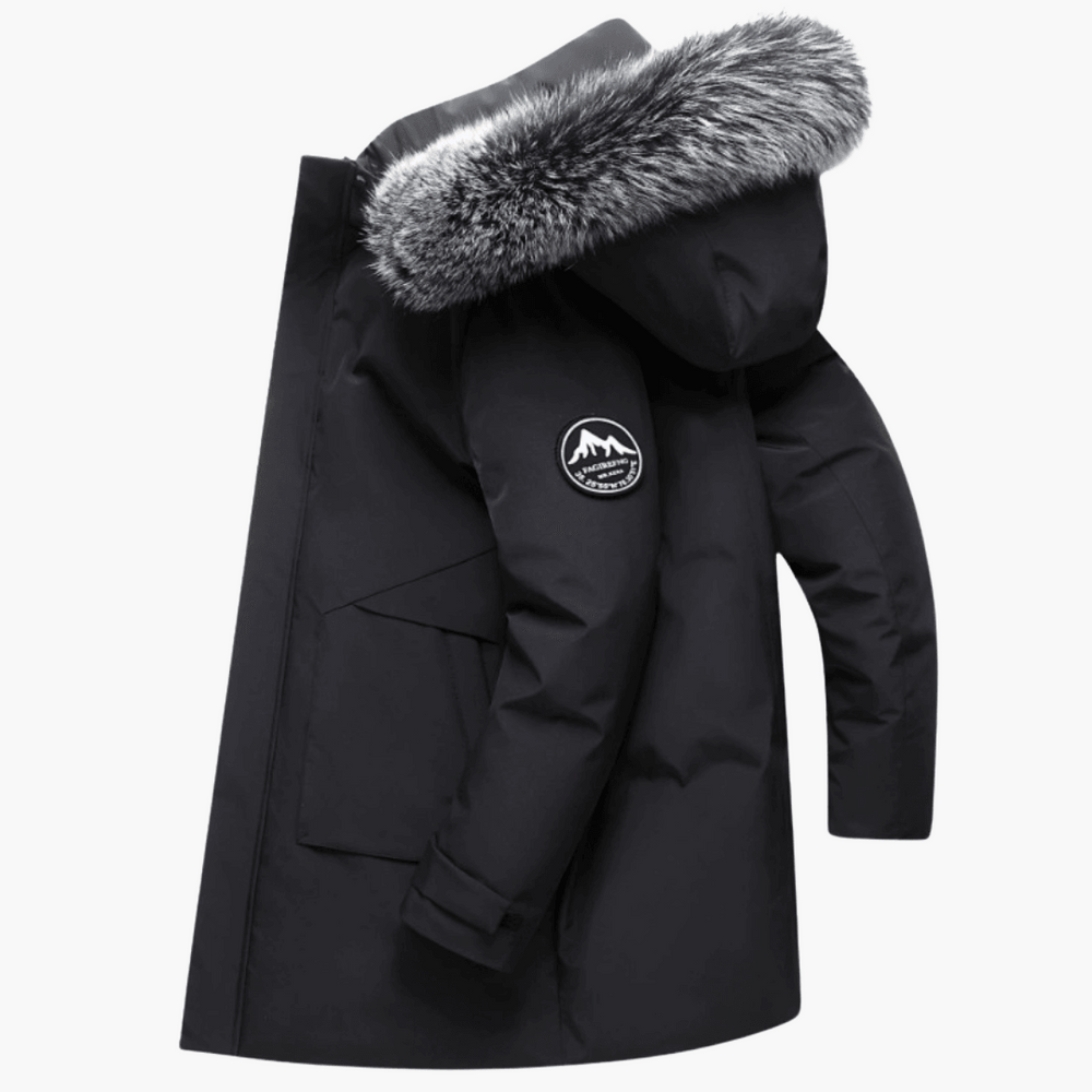 Down Parka Coat with Fur Hood - Warm Winter Jacket for Men