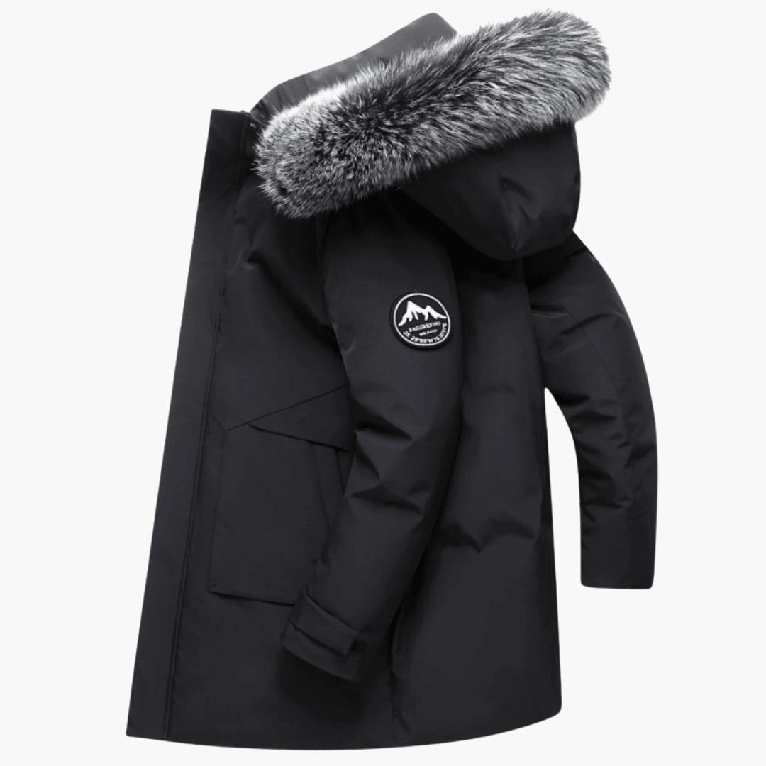 Down Parka Coat with Fur Hood - Warm Winter Jacket for Men