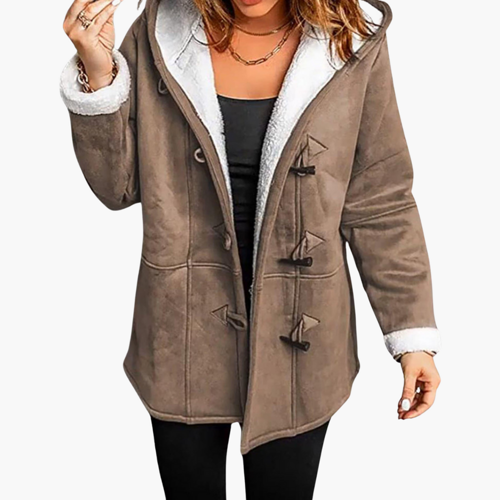 Hooded Toggle Coat - Women's Fleece Lined Winter Jacket