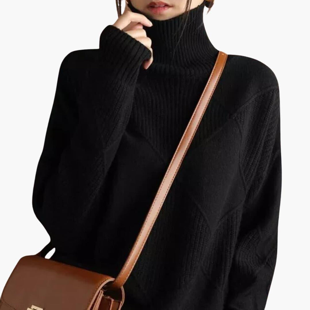 Ribbed Turtleneck Jumper for Women - Soft Knit Pullover