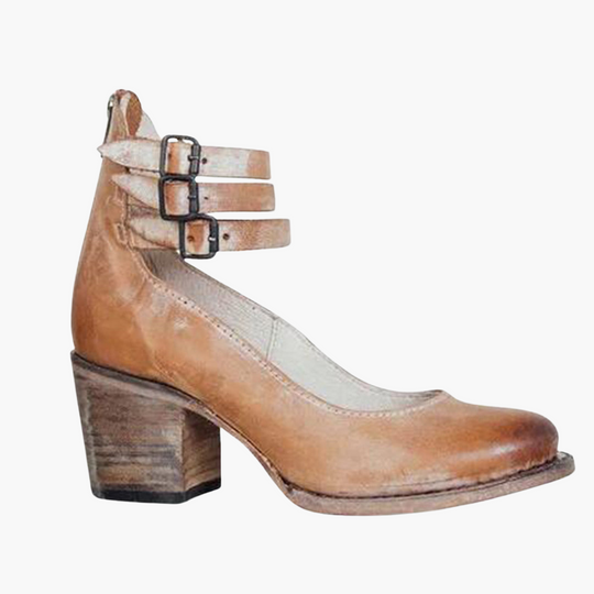Stylish Women’s Ankle Boots - Chunky Heels with Buckles