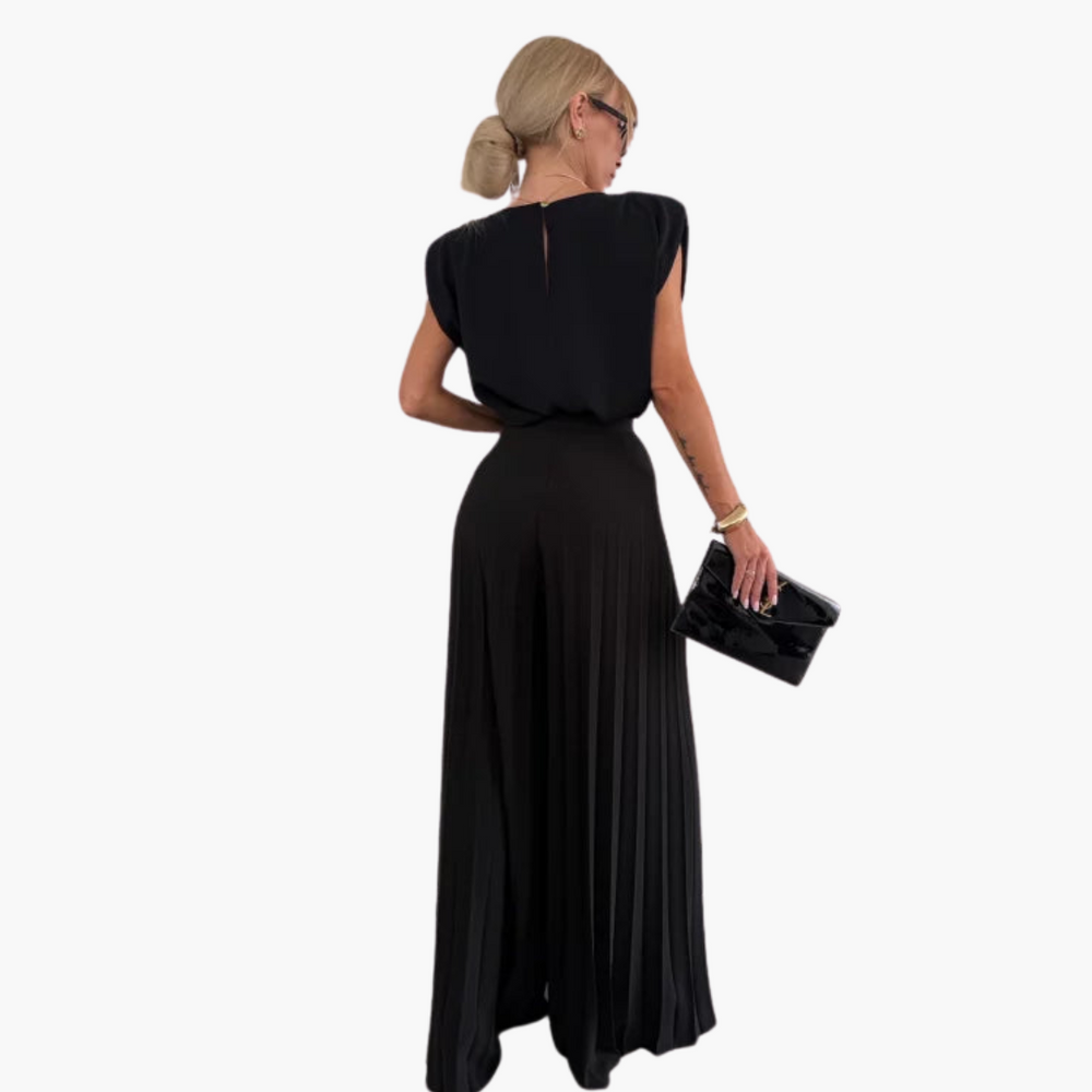 Elegant Two-Piece - Women's Pleated Trousers & Top Set