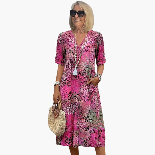 Elegant Vibrant Midi Dress - Flattering Fit for Women