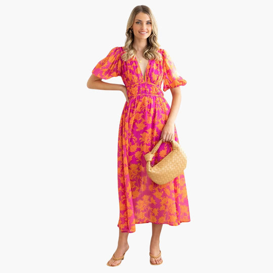 V-Neck Maxi Dress - Elegant Women’s Summer Casual Style