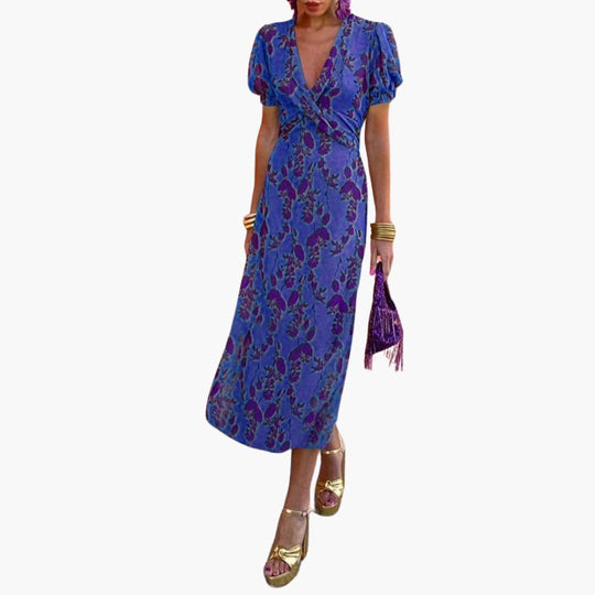 Floral Leaf Maxi Dress for Women - Elegant Summer Style